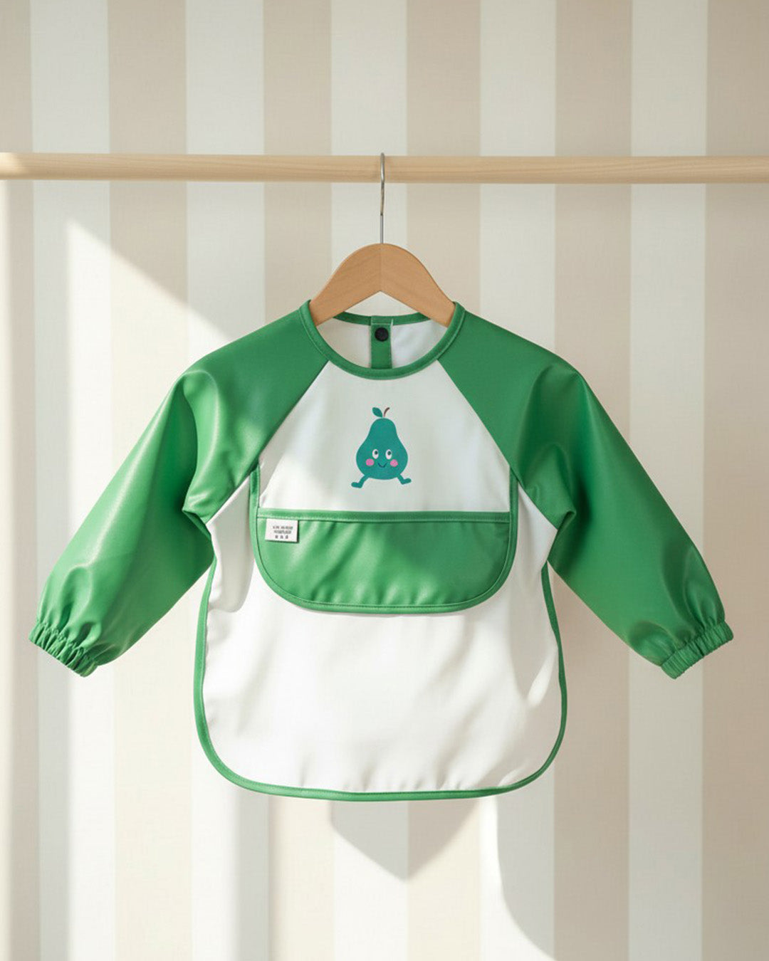 Bavoir à Manches Longues Imperméable Pour Bébé - Tablier Repas Lapin Vert - Protection Complète 6 Mois à 3 Ans